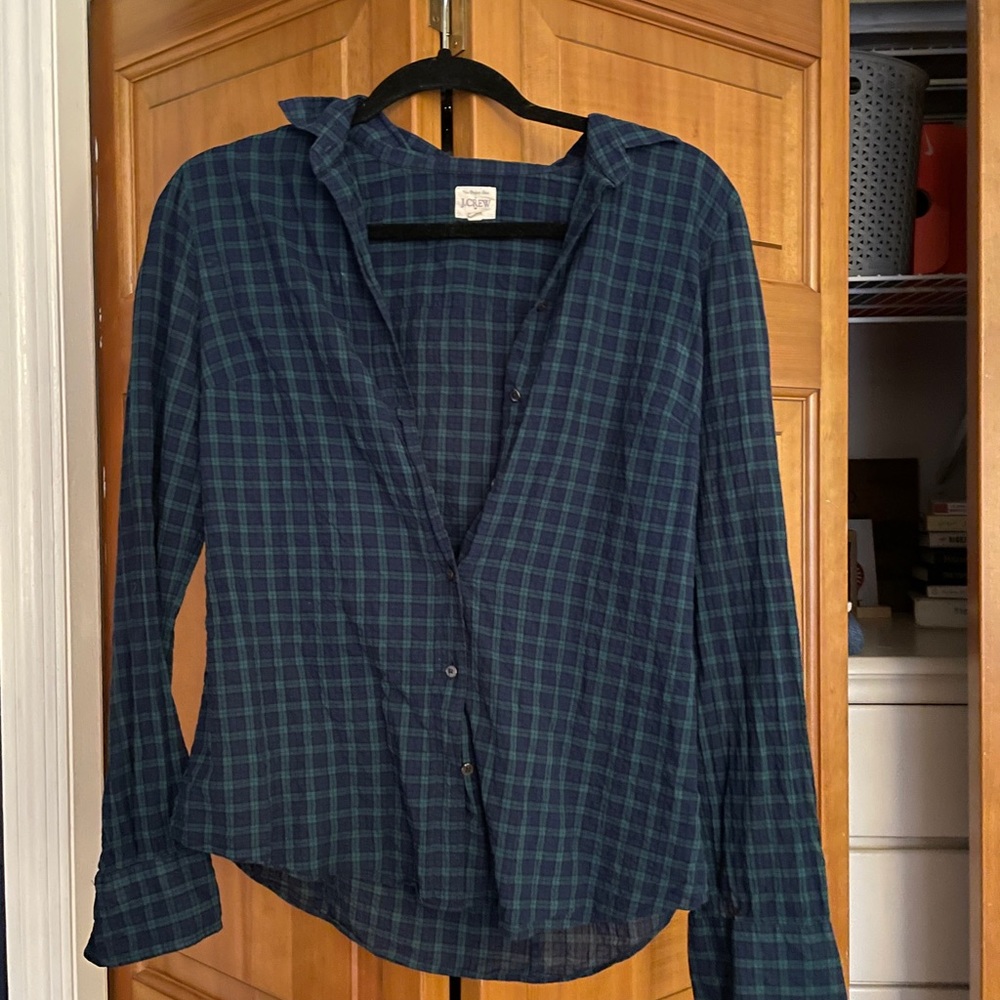 JCREW THE PERFECT SHIRT CHECKERED BUTTON DOWN